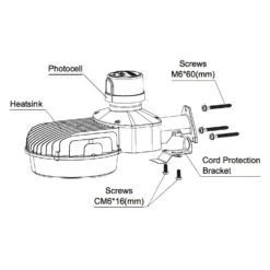 Silver Gray LED Barn Light, 65W, Dusk To Dawn, Non-Dimmable, 8800 Lumens -Sunco Lamp Store DiagramofLEDDusktoDawnBarnLight ff8967ba 6a5c 4881 abb4 48dddabe155e