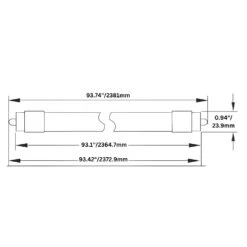 T8 LED Tube, 8ft, FA8 Base, Clear, Bypass, Type B, 40W, Double Ended, 5000 Lumens -Sunco Lamp Store DimensionofClear8ftT8LEDTube SinglePinBase JNL T8R 40W 5000K C FA8