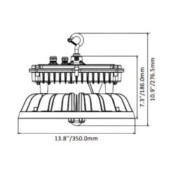 UFO High Bay LED Fixture, 310W/270W/240W, White, Selectable Wattage & CCT, Star Plus, 46500 Lumens -Sunco Lamp Store DimensionofWhiteUFOHighBayLEDFixture XS HBF 310W 4050K 80LV C WH