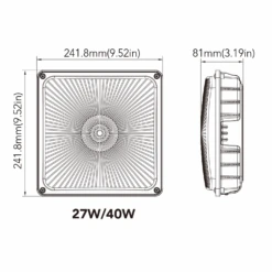 LED Canopy Light, 27W, Dimmable, 3800 Lumens 12 LED Canopy Light, 27W, Dimmable, 3800 Lumens -Sunco Lamp Store Dimensionsof27Wand40WLEDCanopyLight