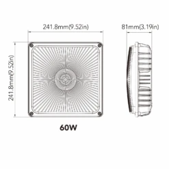 LED Canopy Light, 60W, Dimmable, 8000 Lumens -Sunco Lamp Store Dimensionsof60WLEDCanopyLight