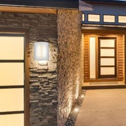 LED Satin Nickel Wall Sconce, 14W, Lumina, 1000 Lumens -Sunco Lamp Store ExteriorWallSconceAttachedtoanOutsideWall SP MDF030D 3000K