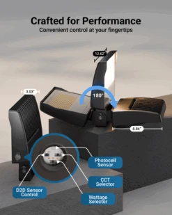 LED Flood Light, Yoke Mount, 150W/100W/80W, Dusk To Dawn, Selectable Wattage & CCT, 22500 Lumens -Sunco Lamp Store FloodLight B4