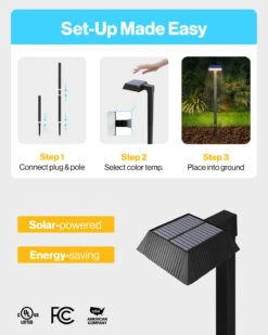 LED Solar Sidewalk Lights, Dusk To Dawn, 150 Lumens -Sunco Lamp Store GD BC SR BK 3070K Block 3