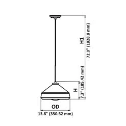 13 3/4" Wide Black Aluminum & Acrylic Shade LED Mini Pendant Light, P269D Series -Sunco Lamp Store HangingPendantLightFixture Dimmable AdjustableCableLength Dimension