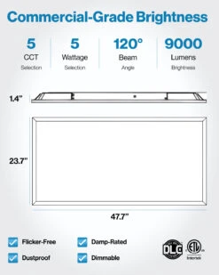 LED Ceiling Panel Light, 72W/60W/50W/40W/30W, 2x4, 9000 Lumens (with Sensor Receptacle) -Sunco Lamp Store JNL B4 S72 3065 6 1