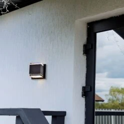 LED Black Wall Sconce, 9W, Nocturna, 600 Lumens 8 LED Black Wall Sconce, 9W, Nocturna, 600 Lumens -Sunco Lamp Store LEDBlackWallSconceAttachedtoaMinimalistWall SP W900D 05 3000K