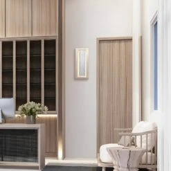 LED Brushed Aluminum Wall Sconce, 18W, Maya, Selectable CCT, 1100 Lumens -Sunco Lamp Store LEDBrushedAluminumWallSconceinaModernLivingRoom SP W480D MCT 60