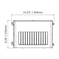 LED Slim Wall Pack, Full Cutoff, Dusk To Dawn, 125W/105W/76W, Selectable Wattage & CCT, 19300 Lumens -Sunco Lamp Store LEDSlimWallPack FrontViewDimension XS WPD 125W 304050W 304050K UV P