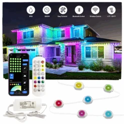 Permanent LED RGB Outdoor Light, 100ft, Linkable, Bluetooth & Wi-Fi Compatible, 3000 Lumens