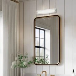 LED Satin Nickel Vanity Light, 22" Wide, Selectable CCT, FL5324D-B Series -Sunco Lamp Store Modern Vanity Lighting Fixture Satin Nickel Finish Glass Shade 19W Adjustable CCT ETL Listed