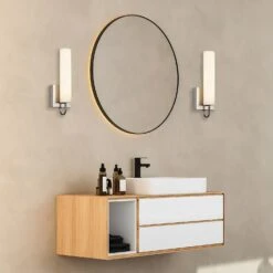 LED Satin Nickel Wall Sconce, 9W, Lustre, 700 Lumens -Sunco Lamp Store ModernLEDWallSconceAttachedtoanElegantWall SatinNickelFinish SP W188D 3000K SP W188D 4000K