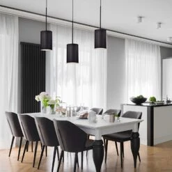 6" Black Finish Cylinder LED Pendant Light, P5048D Series -Sunco Lamp Store Modern Living Room LED Pendant Light 17W 1600 Lumens 3000K 4000K CCT Creative Adjustable Kitchen Light Fixture for Dining Room Bedroom Corridor Lighting