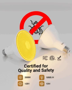 PAR38 LED Bulb, Yellow Bug Light, 1050 Lumens -Sunco Lamp Store PAR38BugLight B6