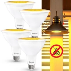 PAR38 LED Bulb, Yellow Bug Light, 1050 Lumens -Sunco Lamp Store PAR38 BUG 2000K 4PK