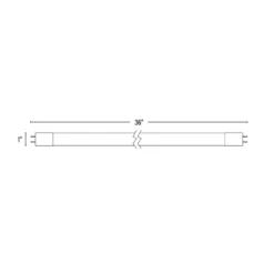 T8 LED Tube, 3ft, Frosted, Bypass, Type B, 12W, Single Ended, 1400 Lumens -Sunco Lamp Store PRE 83709TubeLightDimensions