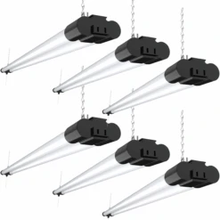 LED Shop Light, 4ft, Utility, Black, Frosted, Plug & Play, 4500 Lumens -Sunco Lamp Store SH F BK 40W MainImage 6PK