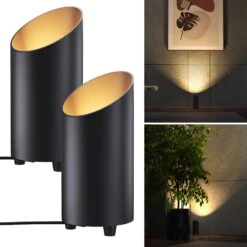 LED Black Floor Uplight Spotlight, 450 Lumens -Sunco Lamp Store SPL CN IND BK 3000K 2PK