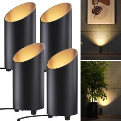 LED Black Floor Uplight Spotlight, 450 Lumens -Sunco Lamp Store SPL CN IND BK 3000K 4PK