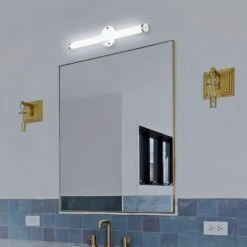 LED Satin Nickel Vanity Light, 22" Wide, FL0224D-VT Series -Sunco Lamp Store Satin Nickel Vanity Light Fixture 11W 935 Lumens 4000K CCT Aluminum Housing Energy Star and ETL Listed