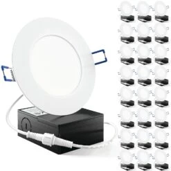 Recessed LED Lighting, 4 Inch, Slim, Wafer Thin, Smooth Trim, 650 Lumens -Sunco Lamp Store Sunco 4inch L10 Slim Smooth MainImage 24pk 0d0dd8cf ab76 4a0c 95ad 204869eb682e