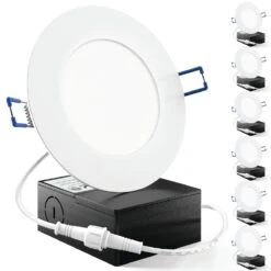 Recessed LED Lighting, 4 Inch, Slim, Wafer Thin, Smooth Trim, 650 Lumens -Sunco Lamp Store Sunco 4inch L10 Slim Smooth MainImage 6pk 7f77dd8f 0df6 4b0a b175 aedcb5edda02