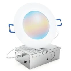 Recessed LED Lighting, 4 Inch, Slim With Metal J-Box, Selectable CCT, 850 Lumens