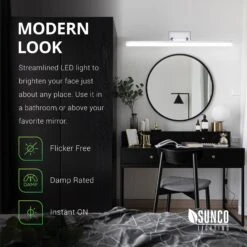 Alta Modern Bar LED Vanity Light, Selectable White, 1100 Lumens -Sunco Lamp Store Sunco Alta Tunable White Vanity Block 04 ModernLook