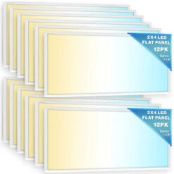 LED Ceiling Panel Light, 50W/40W/30W, 2x4, Selectable Wattage & CCT, 6500 Lumens -Sunco Lamp Store Sunco CeilingPanels 2X4 Selectable CCT MainImage 12pkFRONTONLY