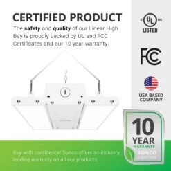 LED Linear High Bay, 2ft, 110W, 14850 Lumens -Sunco Lamp Store Sunco Linear HighBays 110W Block 05 CertifiedProduct