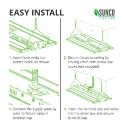 LED Linear High Bay, 2ft, 220W, 29700 Lumens -Sunco Lamp Store Sunco Linear HighBays 220W Block 02 EasyInstall
