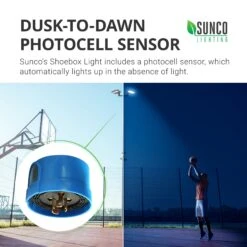 Shoebox LED 150W, Parking Lot, Type III, Dusk To Dawn, 21000 Lumens -Sunco Lamp Store Sunco Shoebox 150W Block 01 D2D