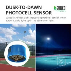 Shoebox LED 200W, Parking Lot, Type III, Dusk To Dawn, 26000 Lumens -Sunco Lamp Store Sunco Shoebox 200W Block 01 D2D