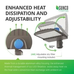 Shoebox LED 200W, Parking Lot, Type III, Dusk To Dawn, 26000 Lumens -Sunco Lamp Store Sunco Shoebox 200W Block 02 HeatDissipation