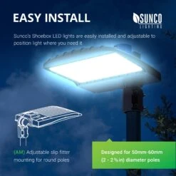 Shoebox LED 200W, Parking Lot, Type III, Dusk To Dawn, 26000 Lumens -Sunco Lamp Store Sunco Shoebox 200W Block 06 EasyInstall