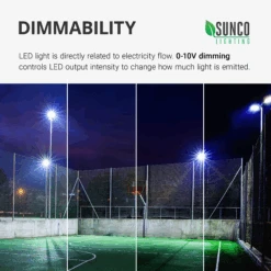 Shoebox LED 200W, Parking Lot, Type III, Dusk To Dawn, 26000 Lumens -Sunco Lamp Store Sunco Shoebox 200W Block 07 DimmabilityCCTWOUTCAPS