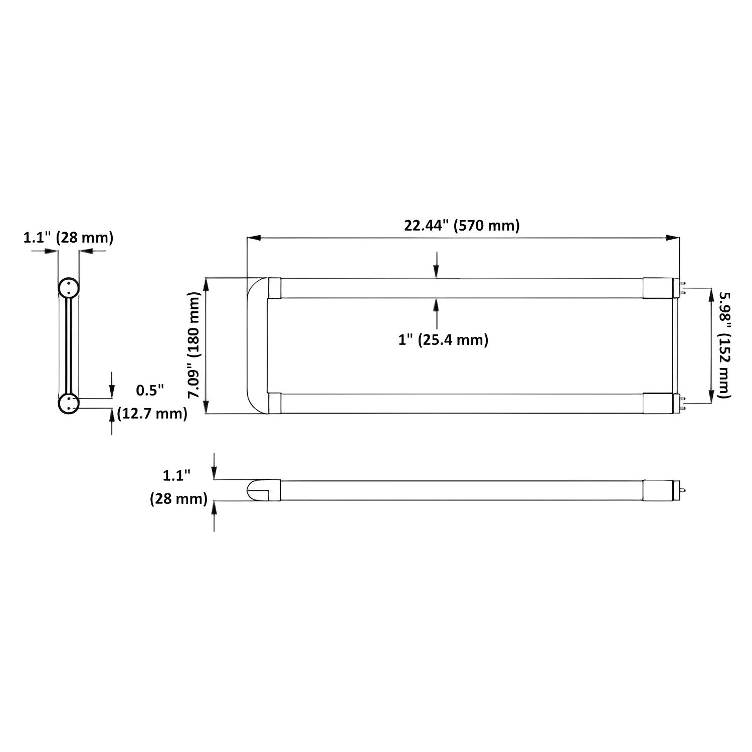 T8 U-Shaped LED Tube, 2ft, Frosted, Plug & Play, Hybrid Type A+B, 15W, Single/Double Ended, Selectable CCT, 1900 Lumens - Image 3
