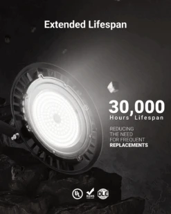 UFO High Bay 150W Plug & Play LED Fixture With U-Bracket, 2-Step Install, 19500 Lumens -Sunco Lamp Store UFOwithBrackets B5