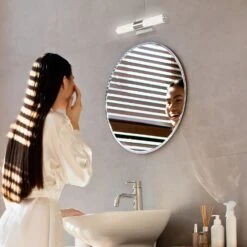 LED Satin Nickel Vanity Light, 25.2" Wide, Selectable CCT, FL5524D-C Series -Sunco Lamp Store Vanity Sconce Light Fixture 17W Adjustable CCT Satin Nickel Finish Steel Housing ETL Listed