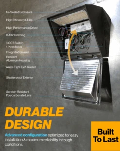 LED Semi Cutoff Wall Pack, 60W, Selectable CCT, 8200 Lumens -Sunco Lamp Store WP BR 3050K Block 2