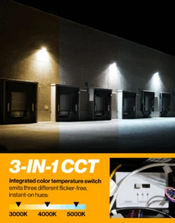 LED Semi Cutoff Wall Pack, 60W, Selectable CCT, 8200 Lumens -Sunco Lamp Store WP BR 3050K Block 3