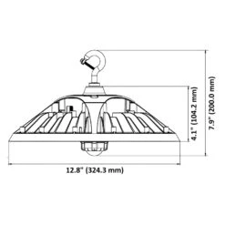 UFO High Bay LED With Reflector, 240W/200W/180W, White, Selectable Wattage & CCT, 36000 Lumens -Sunco Lamp Store WhiteLEDHighBayUFOLightFixture SelectableWattage CCTUpto36000Lumens Dimension HBFSeries